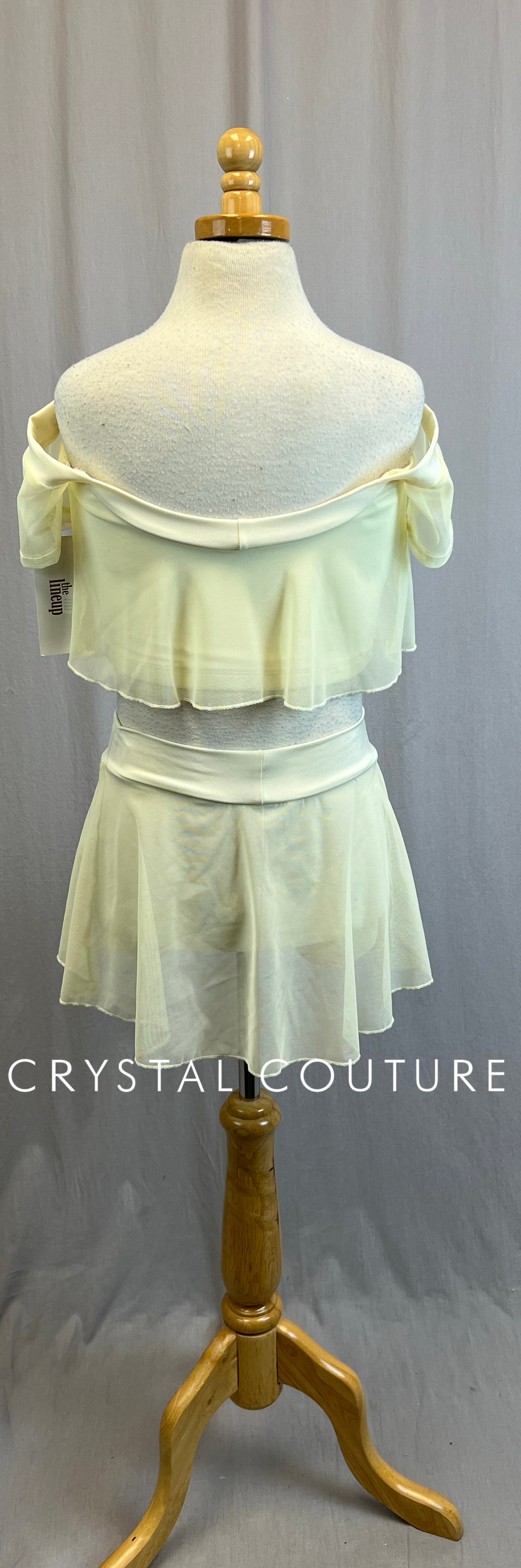 *Brand New* Butter Yellow/Cream Off The Shoulder Top and Mesh Skirt Set