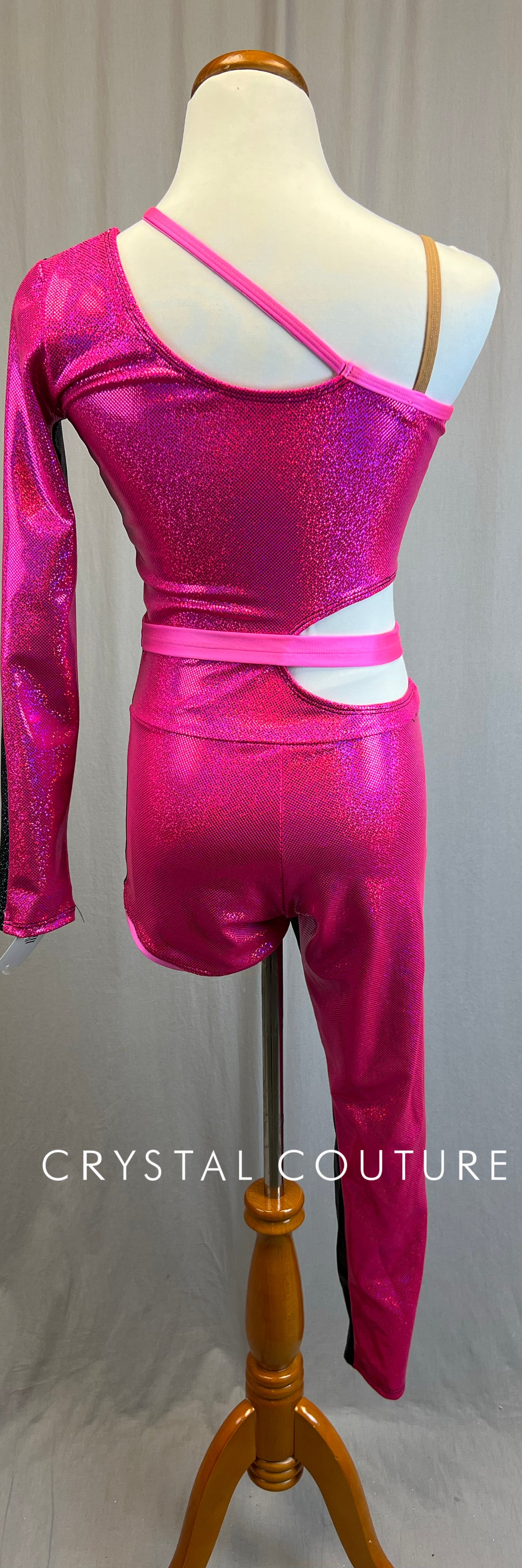 *Brand New* Black and Pink Holographic Asymmetrical Unitard