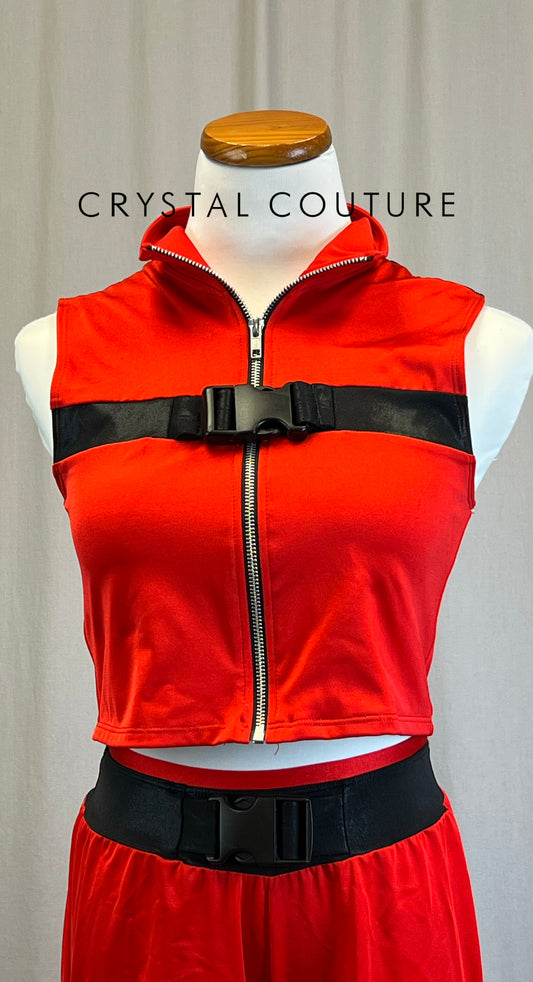 *Brand New* Red with Black Accents Vest and Pant Set