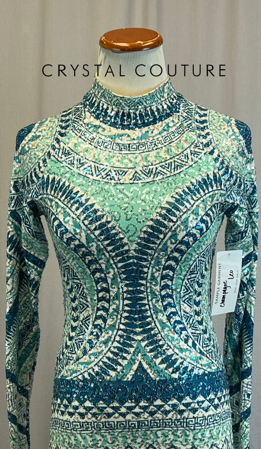 *Brand New* Blue, White and Mint Sequin Long Sleeve Leotard