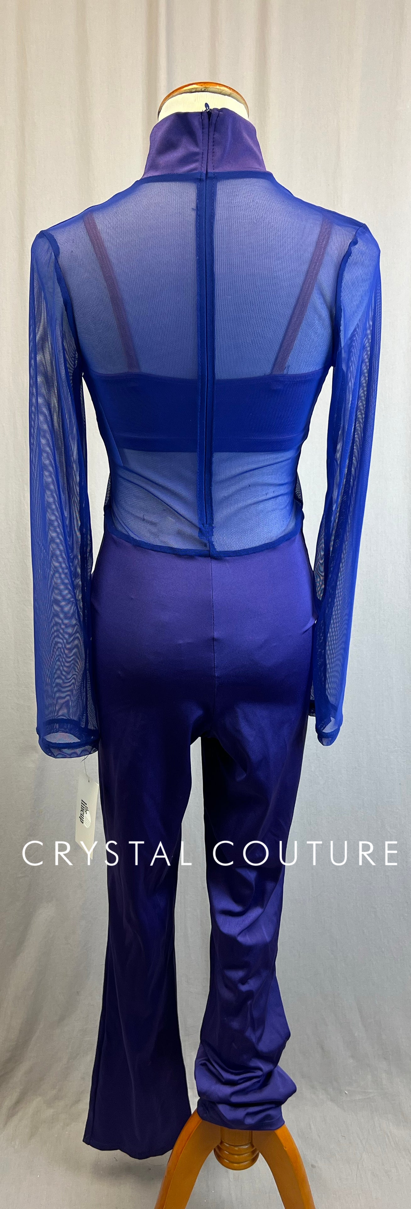 *Brand New* Indigo Mesh and Purple Lycra Long Sleeve Unitard