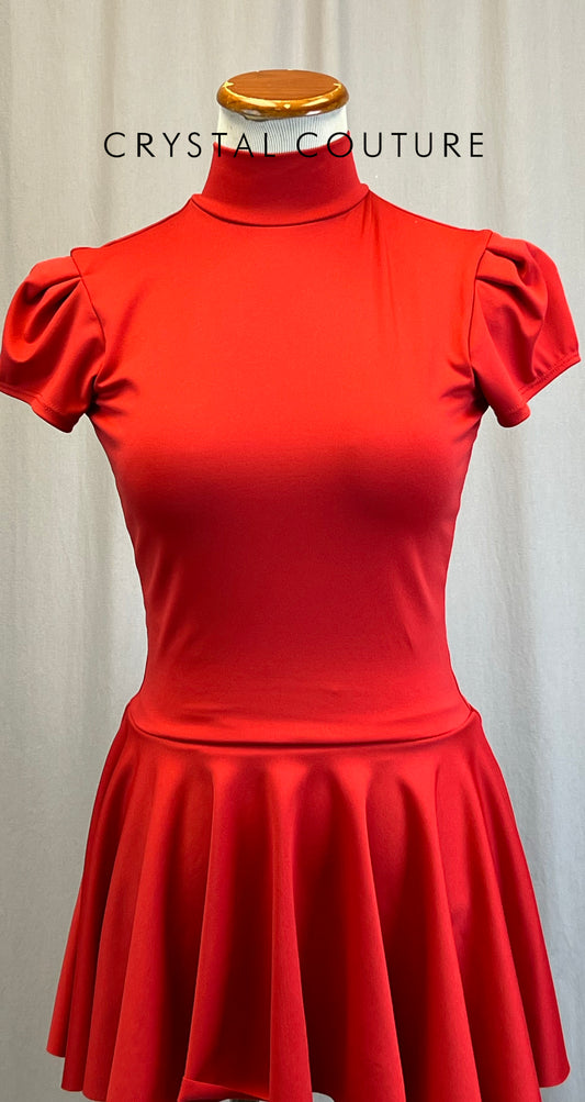 *Brand New* Cherry Red Mock Neck Cap Sleeve Dress