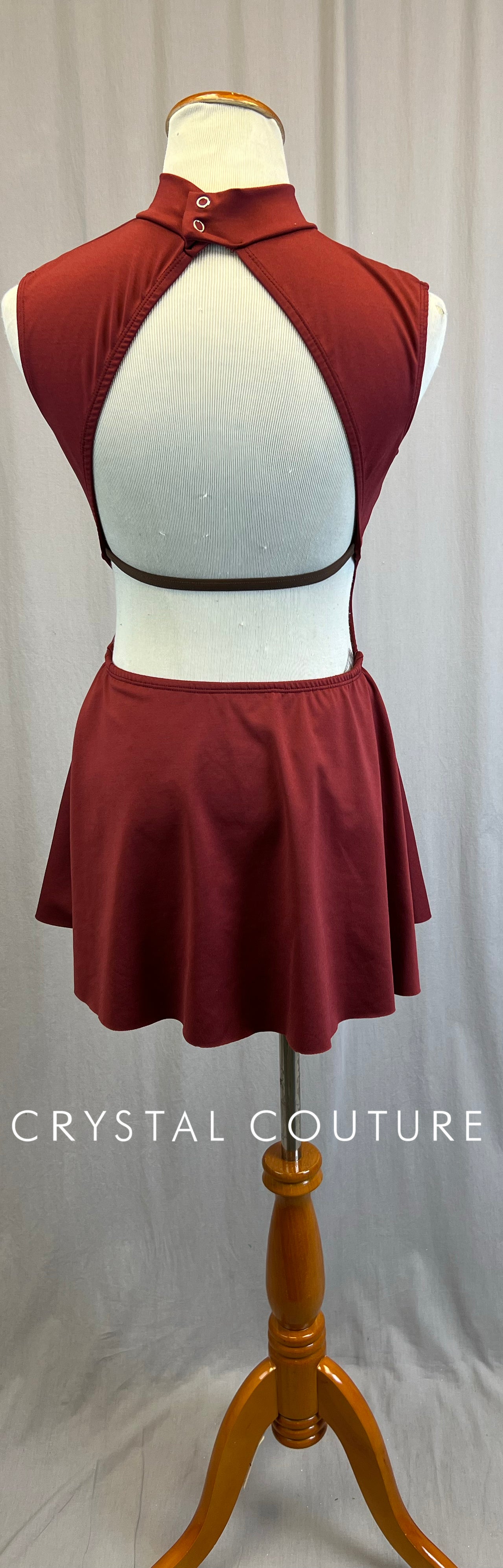 *Brand New* Burgundy Mock Neck Open Back Dress