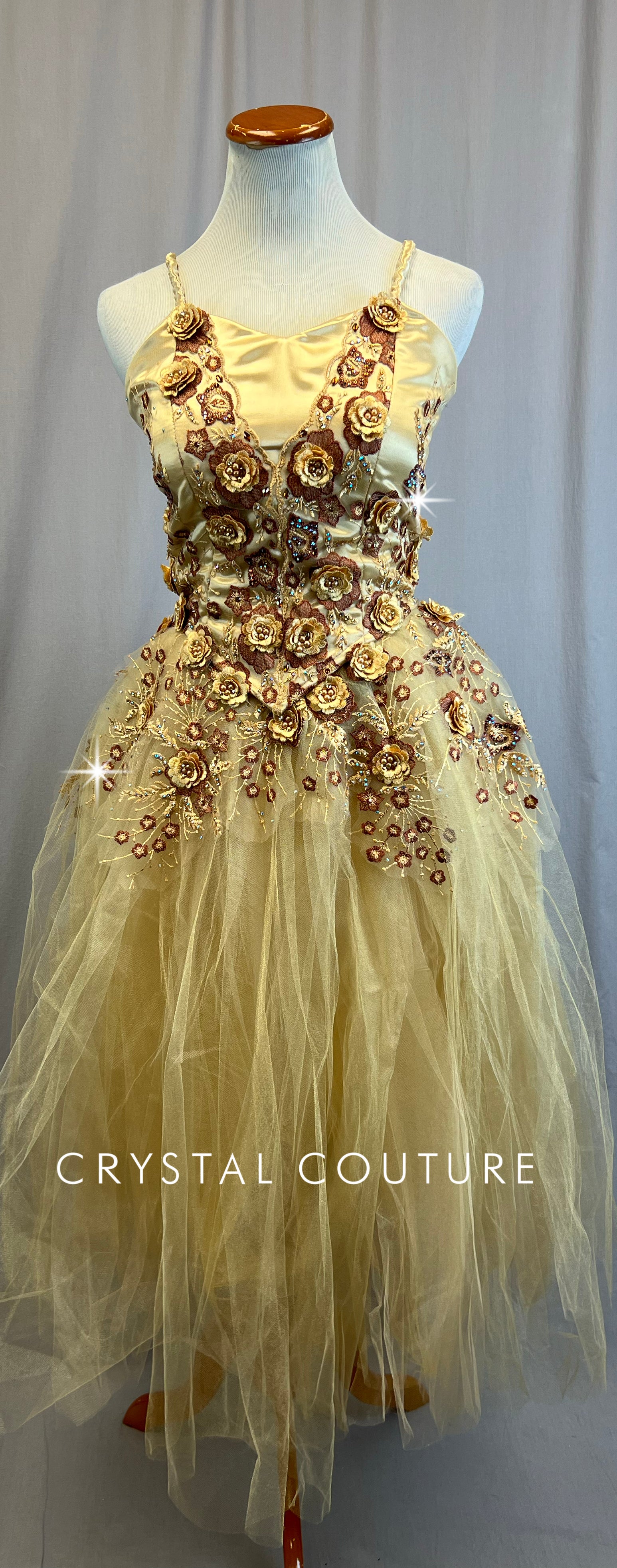 gold appliques for dresses *Custom* Romantic Style Skirt Ballet Dress with Floral Black Strap Prom Dresses High Neck Step into a world Size:US 7 | EU 37.5