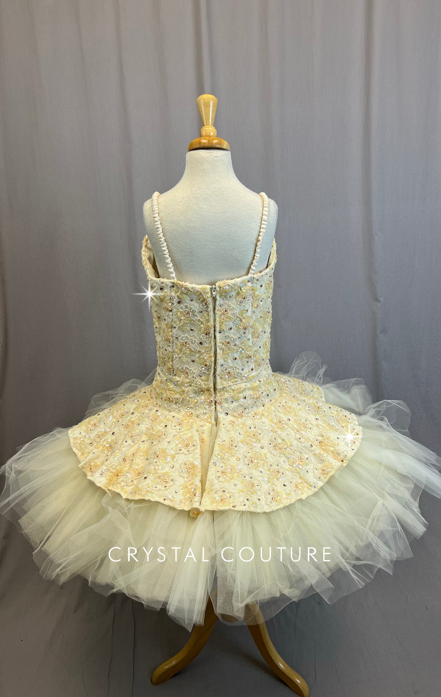 *Custom* Ivory Beaded Ballet Platter Tutu - Rhinestones
