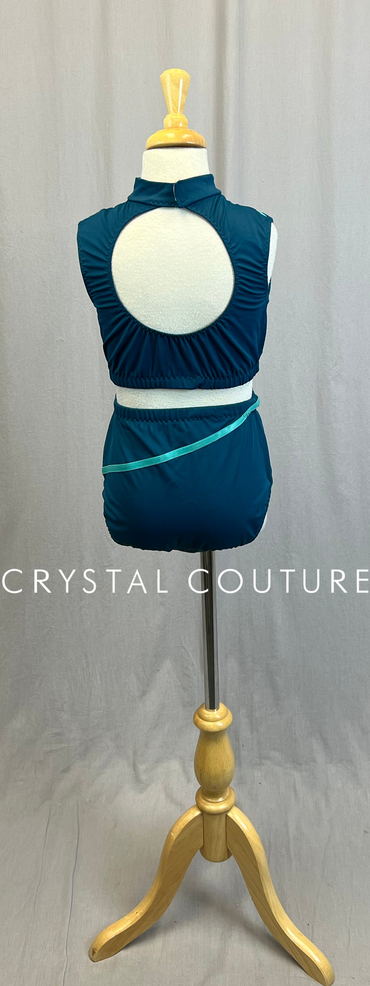 *Custom* Teal and Turquoise Crop Top and Brief Two-Piece Set