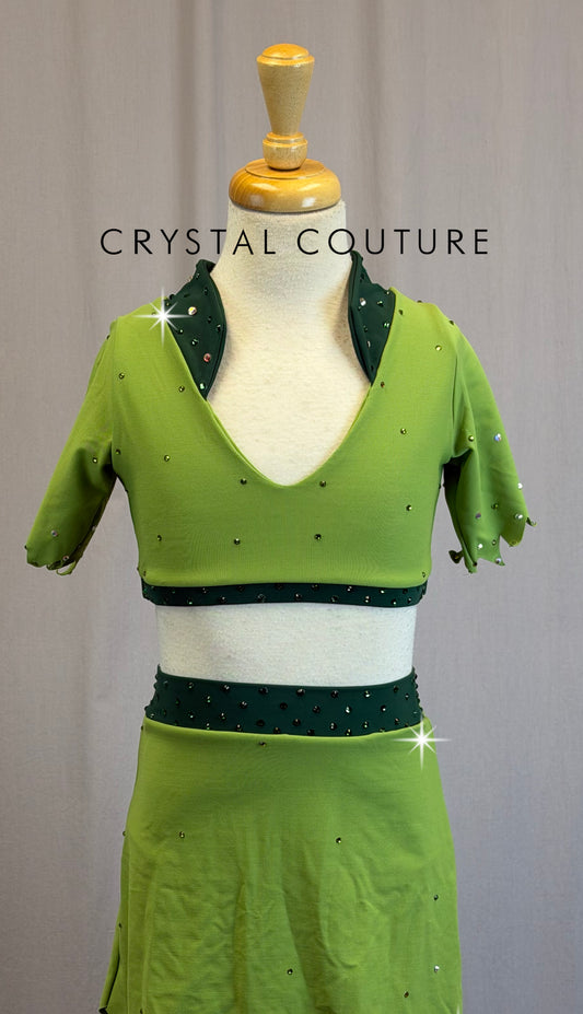 *Custom* Green *Peter Pan* Inspired Two Piece Set-Rhinestones