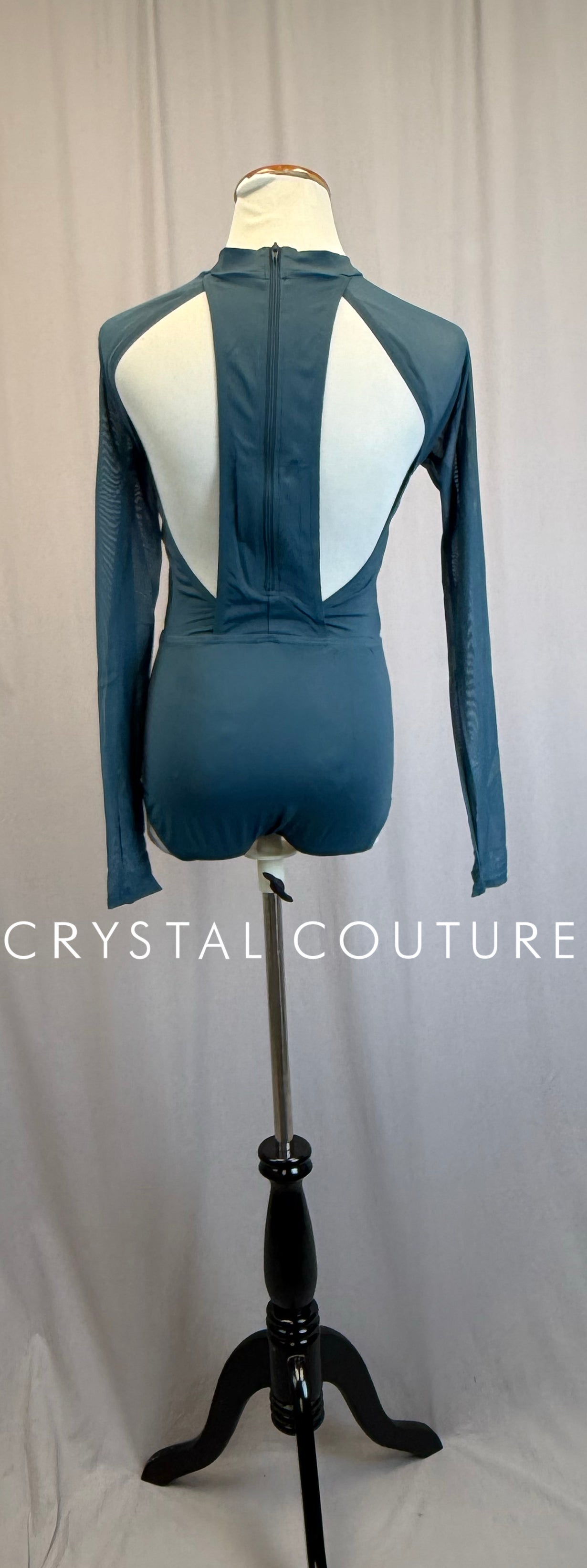 *New* Slate Blue Mesh Long Sleeve Leotard