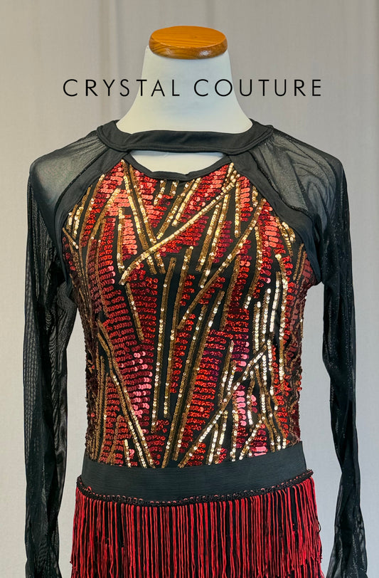 *Brand New* Black, Red and Gold Fringe Sequin Dress - Accessories