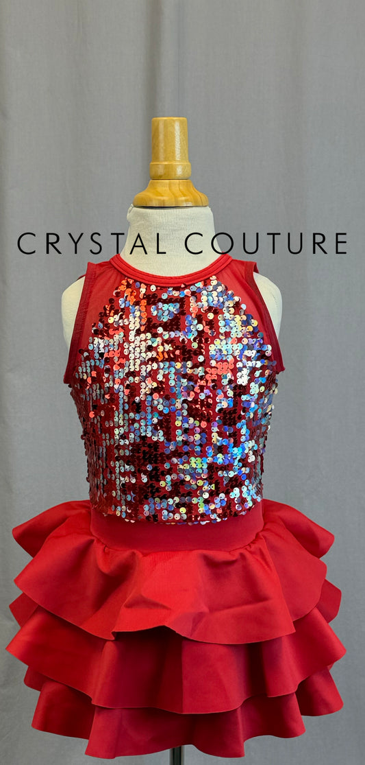 Red and Silver Sequin Dress
