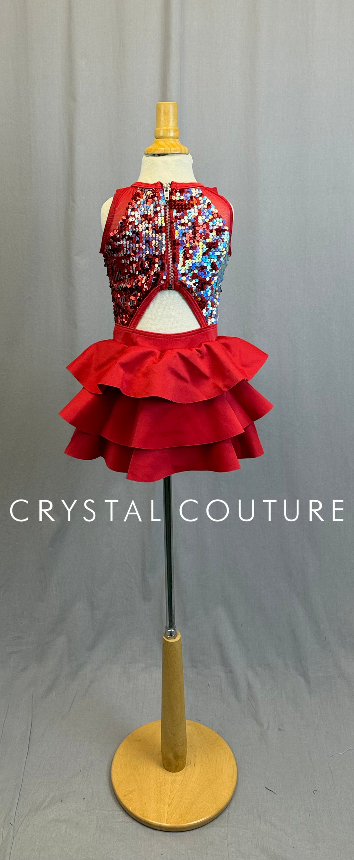 Red and Silver Sequin Dress