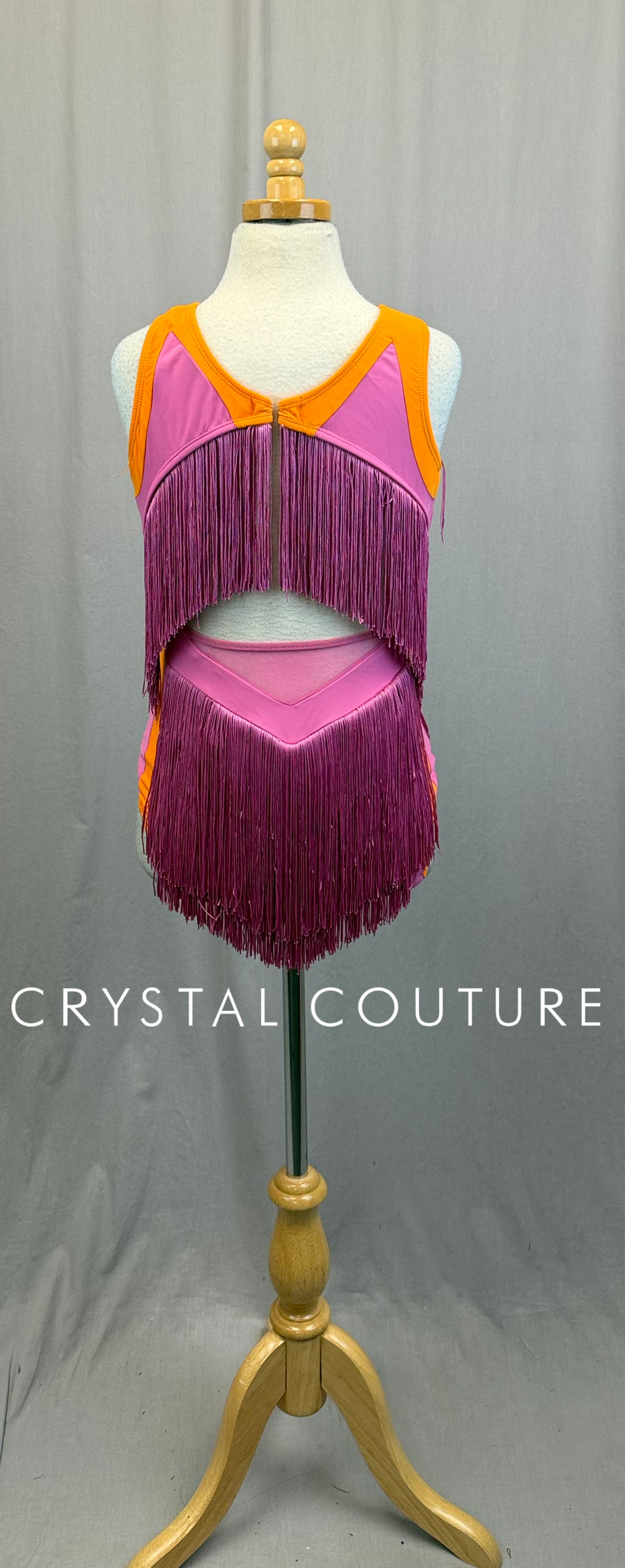 Pink and Orange Leotard with Fringe Skirt