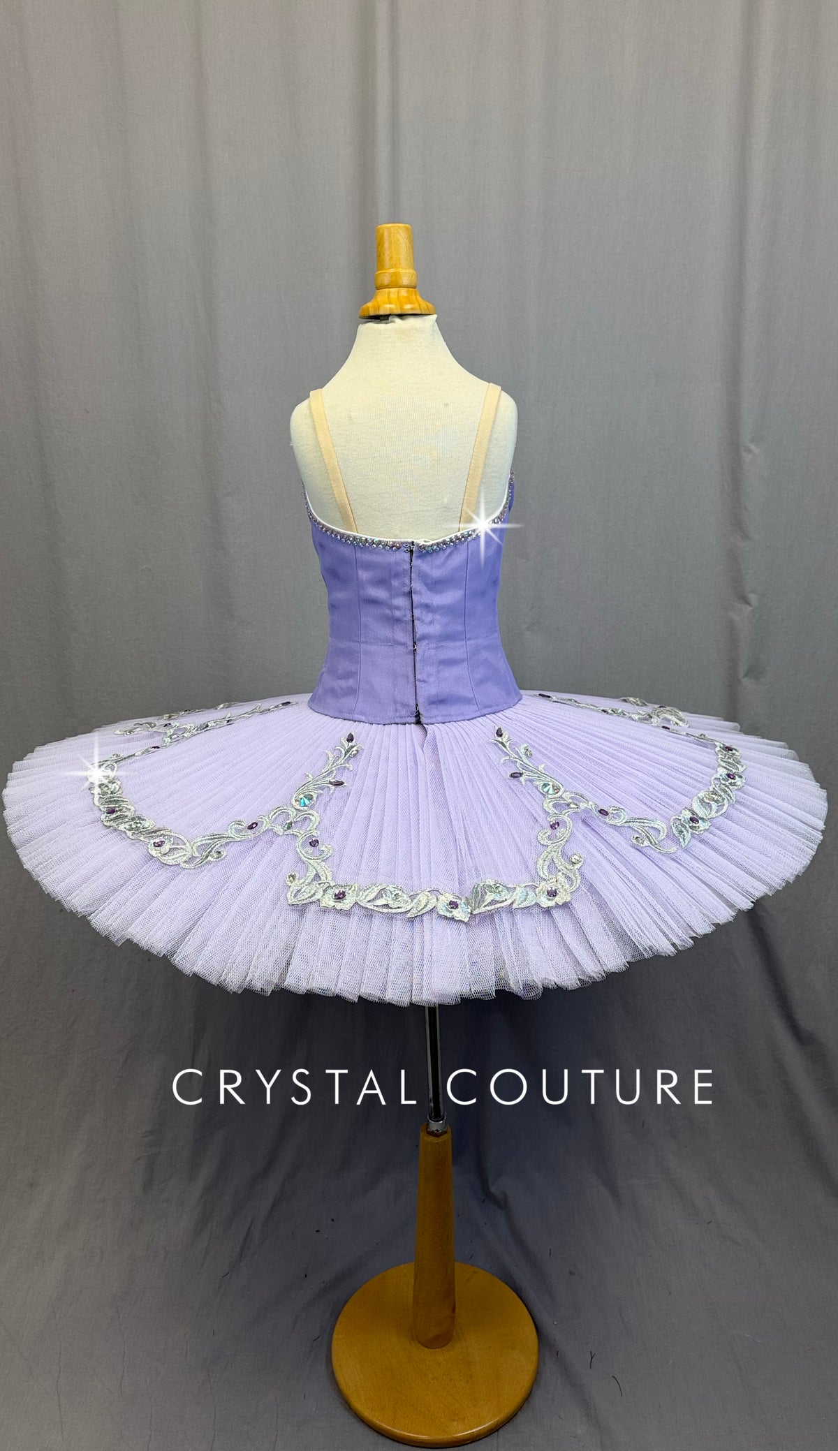 *Custom* Lavender Pancake Tutu with Silver Appliques - Rhinestones