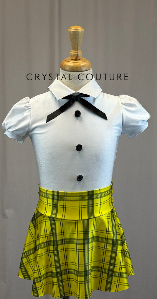 White and Yellow Uniform with Cap Sleeves
