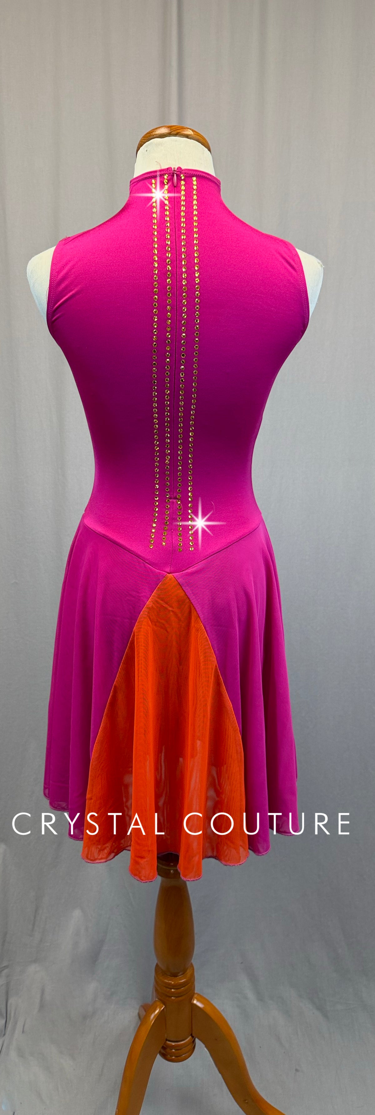 Magenta Pink Mock Neck Skating Dress