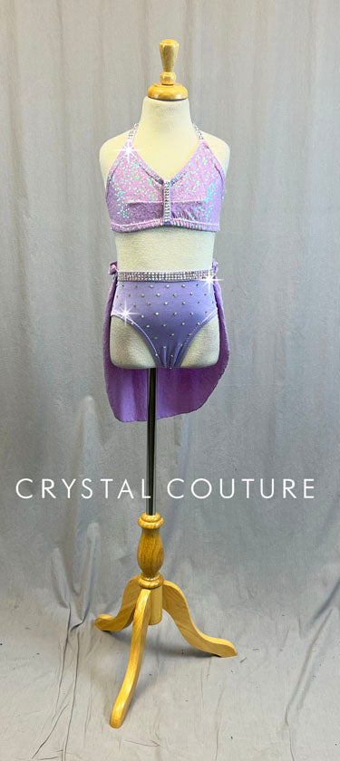 Custom Lt Purple Bra-Top and Trunk/Skirt - Swarovski Rhinestones