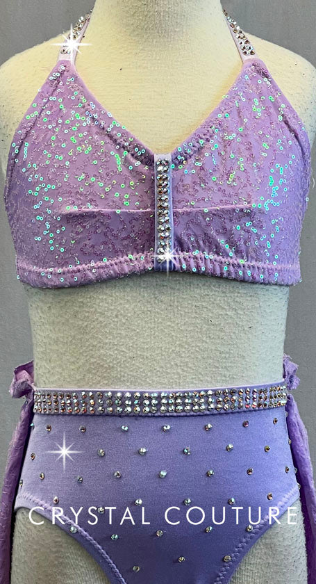Custom Lt Purple Bra-Top and Trunk/Skirt - Swarovski Rhinestones