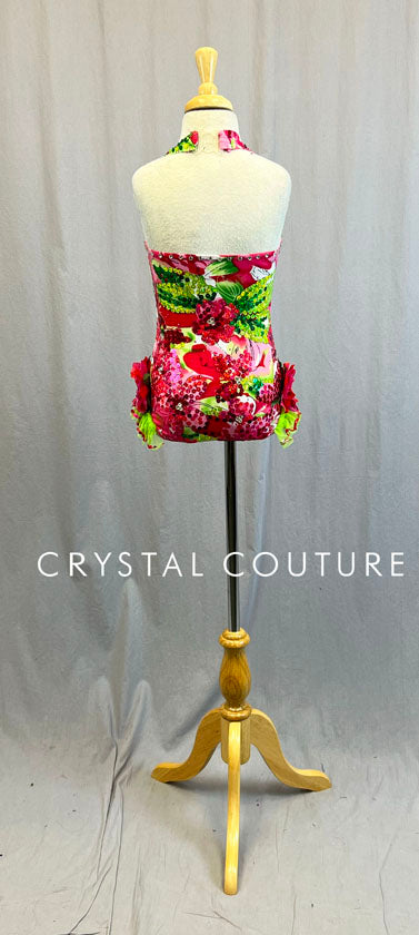 Bathing Beauty Pink and Green Swimsuit Inspired Leotard - Swarovski Rhinestones