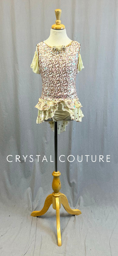 Vintage Lt Pink, Gold and Ivory Sequin Dress/Trunk - Swarovski Rhinest Crystal Couture Vintage Lt Pink, Gold and Ivory Sequin Dress/Trunk - Swarovski Rhinest Crystal Couture