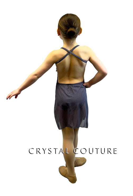 Dusty Purple Mesh Dress with Lycra Leotard - Appliques & Rhinestones