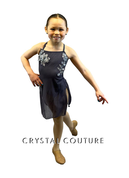 Dusty Purple Mesh Dress with Lycra Leotard - Appliques & Rhinestones