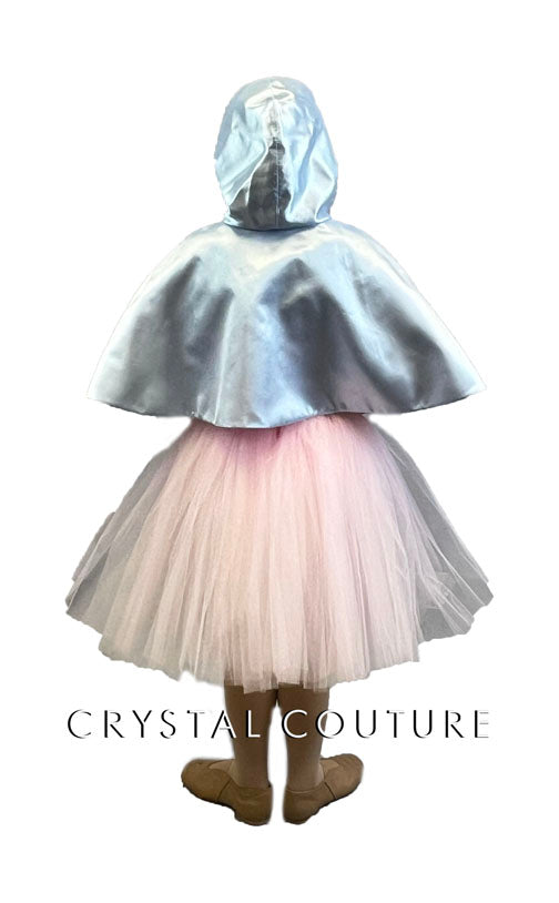 Light Pink Princess Bodice Tutu with Baby Blue Hooded Cloak - Rhinestones
