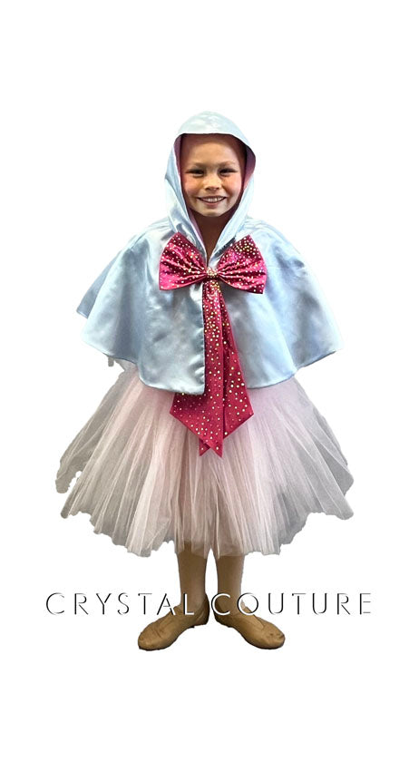 Light Pink Princess Bodice Tutu with Baby Blue Hooded Cloak - Rhinestones