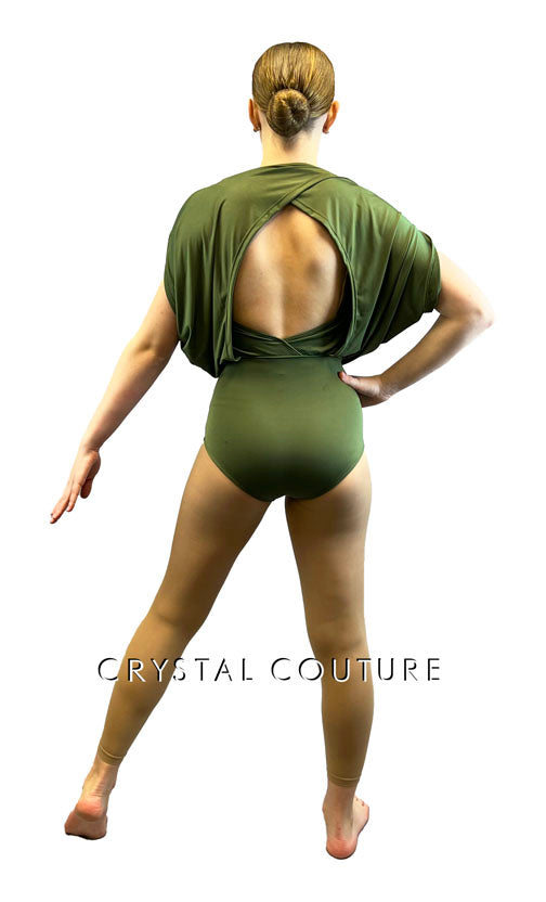Olive Leotard with Attached Drape Top