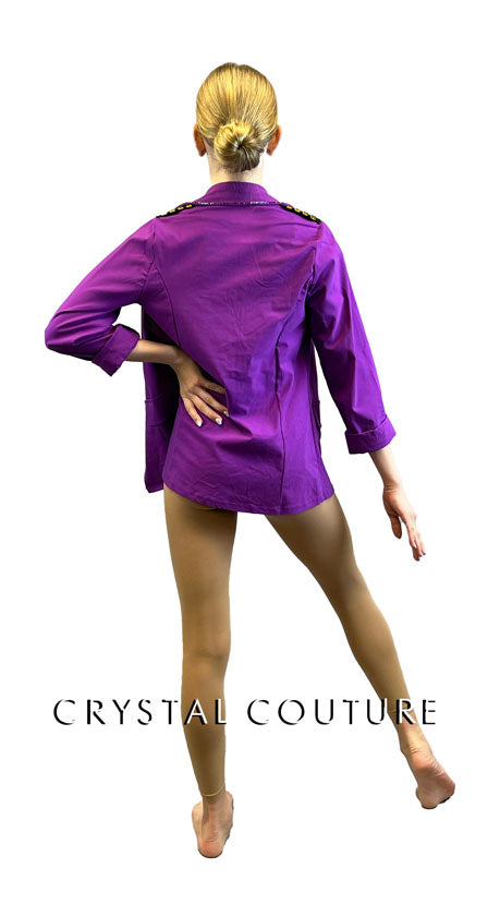 Purple Pilot Blazer with Black Leotard - Rhinestones