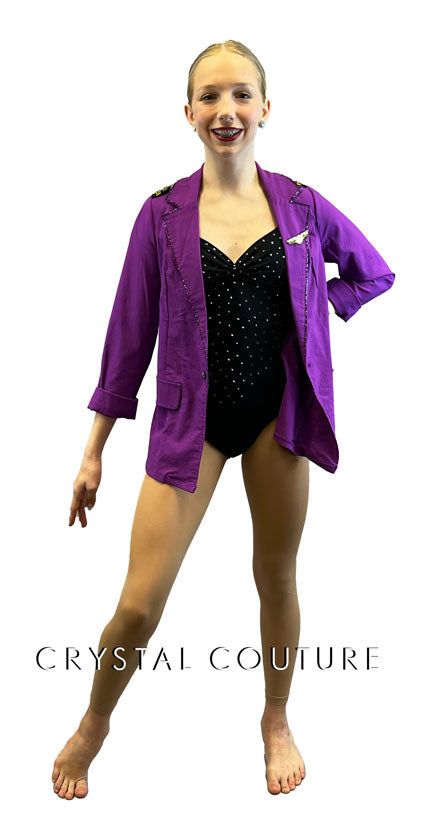 Purple Pilot Blazer with Black Leotard - Rhinestones
