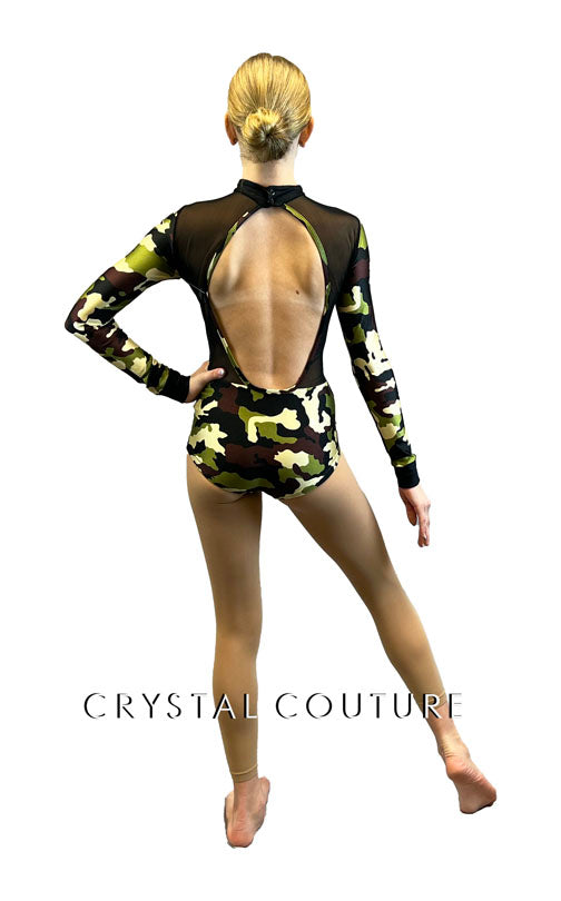 Black and Camo Long Sleeved Leotard