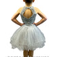 Grey Lace Sequined Top with Ruffled Tulle Skirt - Rhinestones