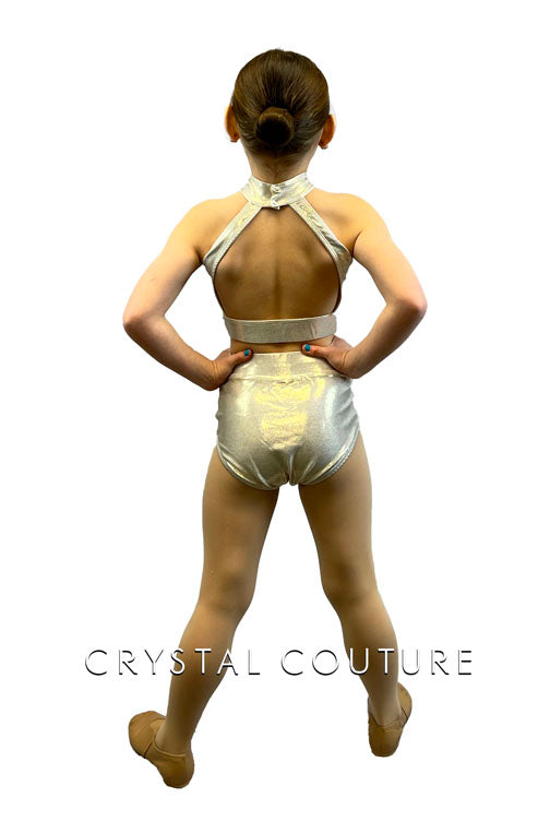 Custom Gold & Silver Ruched Two Piece