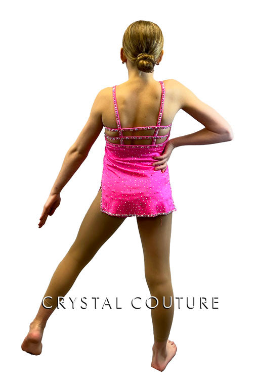 Hot Pink Mini Dress with Black Blazer - Rhinestones