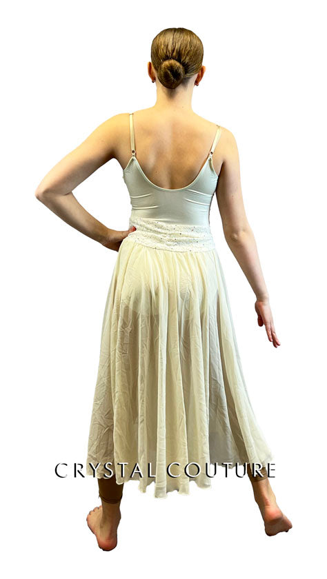 Ivory and Cream Lace Lyrical Dress with Long Skirt