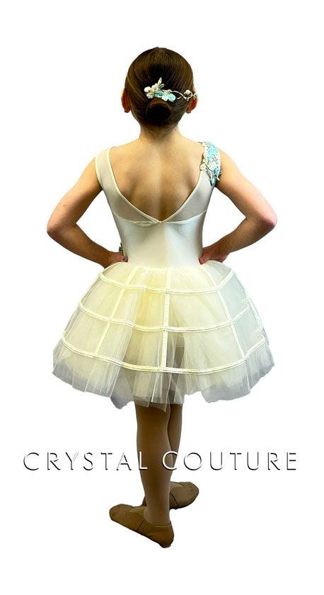 Cream & Aqua Caged Tutu - Rhinestones & Appliques