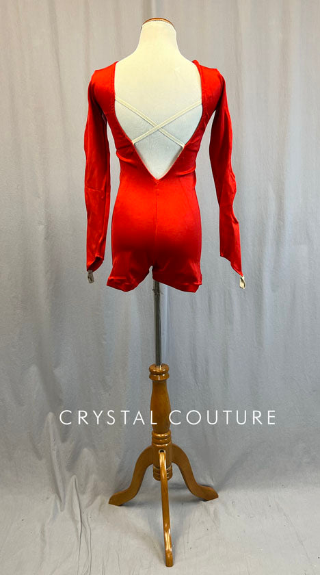 Red Long Sleeved Biketard with Cutouts