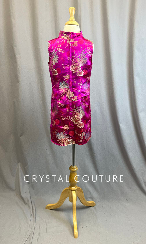 Custom Pink Asian Inspired Dress with Mandarin Collar - Rhinestones