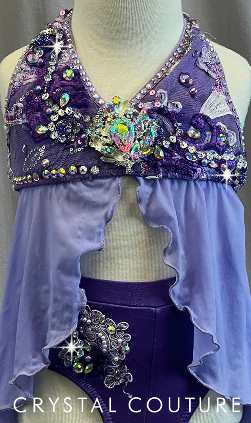 Custom Purple Halter Two Piece - Appliques and Rhinestones