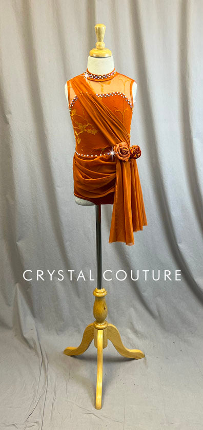 orange ballet dress Orange High Neck Lyrical Dress with Deep V Back