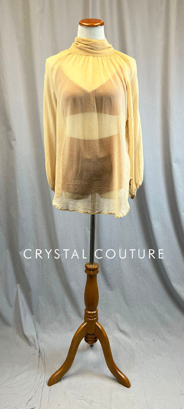 Ivory Long Sleeve and Rust Crop top and Booty Shorts 3 Piece
