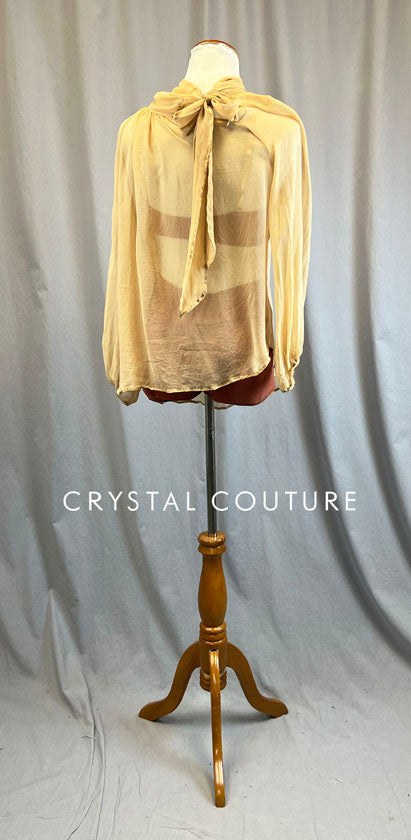Ivory Long Sleeve and Rust Crop top and Booty Shorts 3 Piece