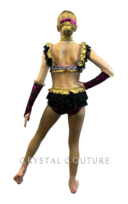 Gorgeous Custom Black, Pink & Gold 2 Piece - Swarovski Rhinestones