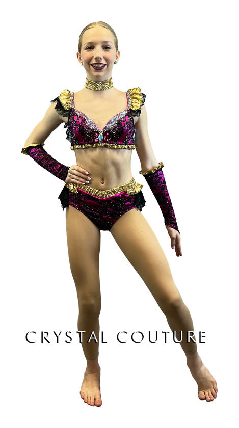 Gorgeous Custom Black, Pink & Gold 2 Piece - Swarovski Rhinestones