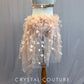 Ignite Custom Light Pink Halter Top and High Waisted Brief with Petal Fabric Skirt - Rhinestones