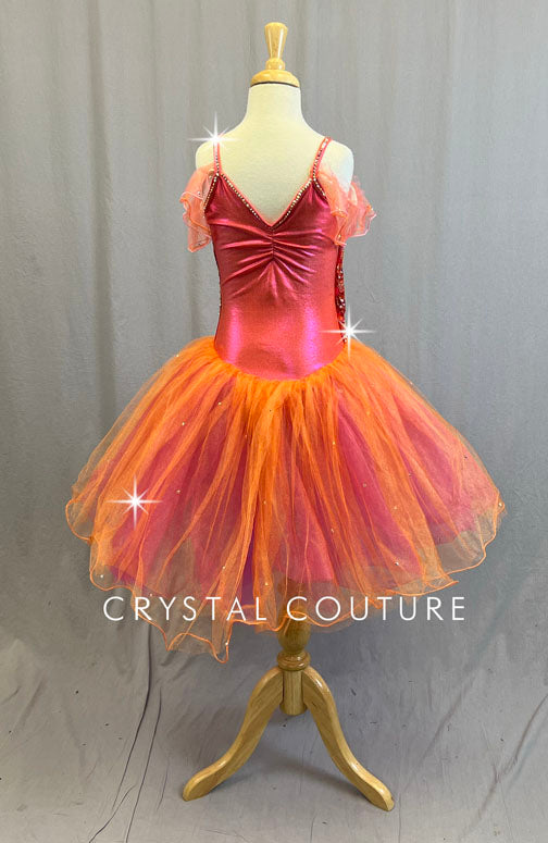 Pink and Orange Romantic Tutu  - Rhinestones