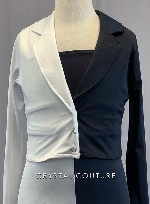 Black and White Vertical Split Stretch Suit