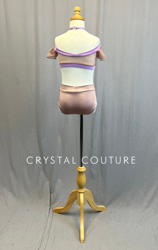 Mauve and Lavender Off Shoulder Halter Two Piece