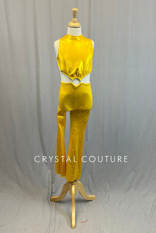 Yellow Holographic Wide Leg Jumpsuit