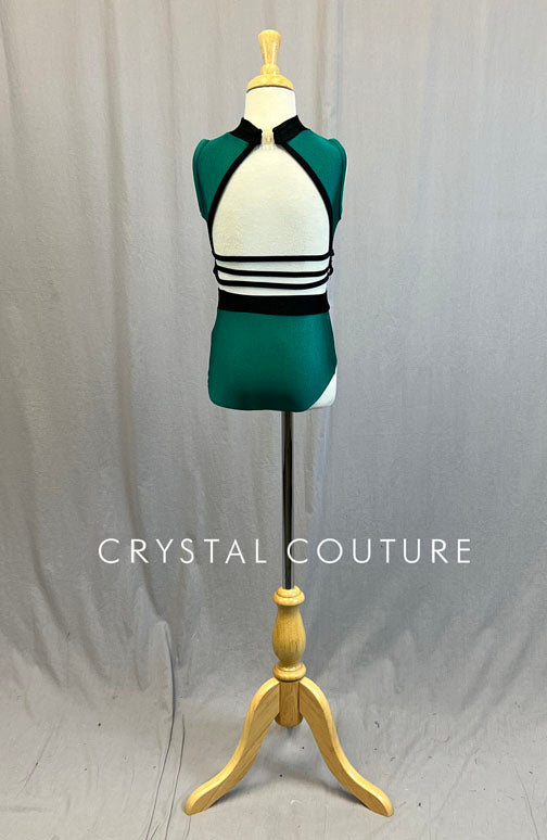 Emerald Green Two Piece with Black Mesh and Edging
